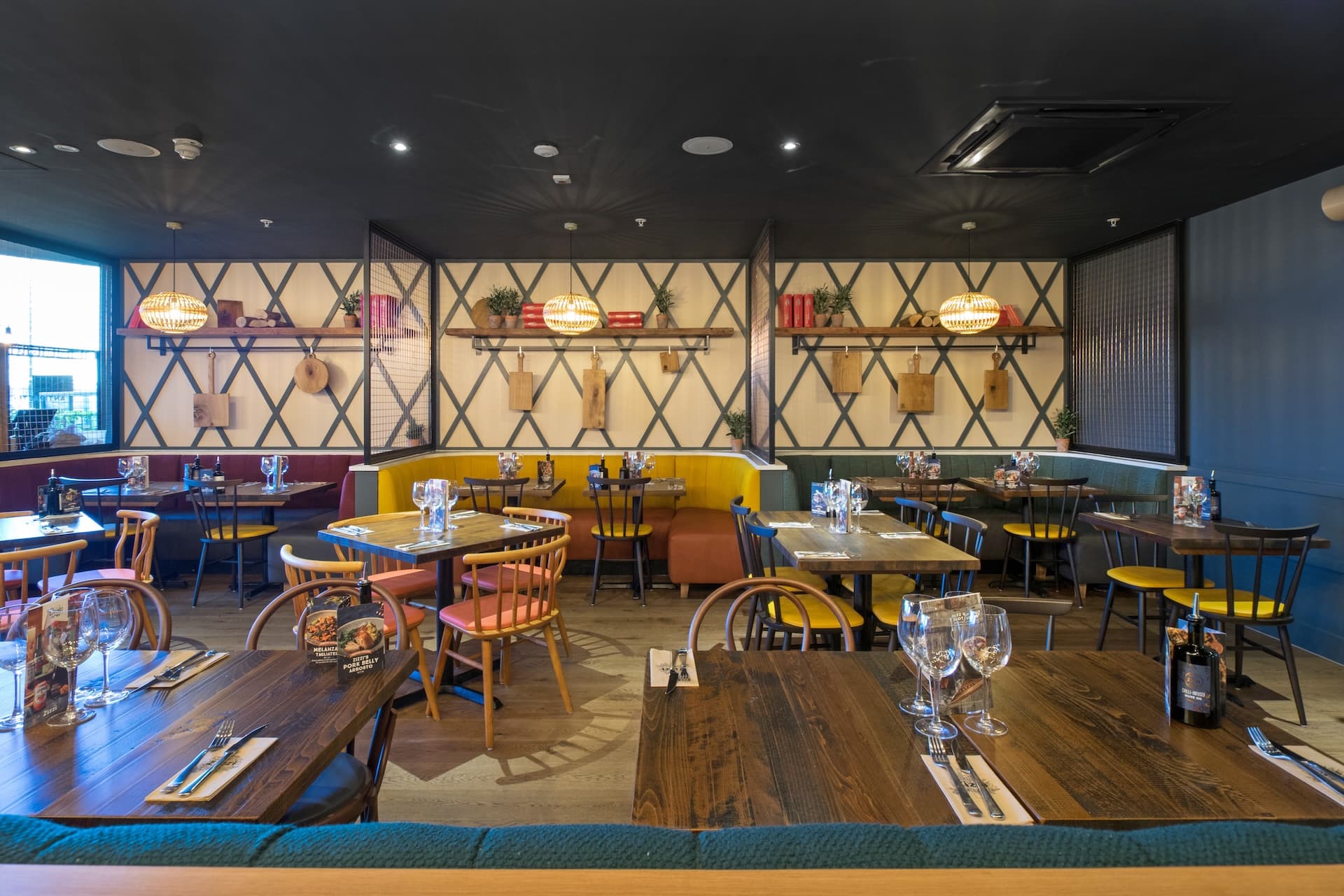 Zizzi Liffey Valley, bright interior with overhead lighting and open plan layout.
