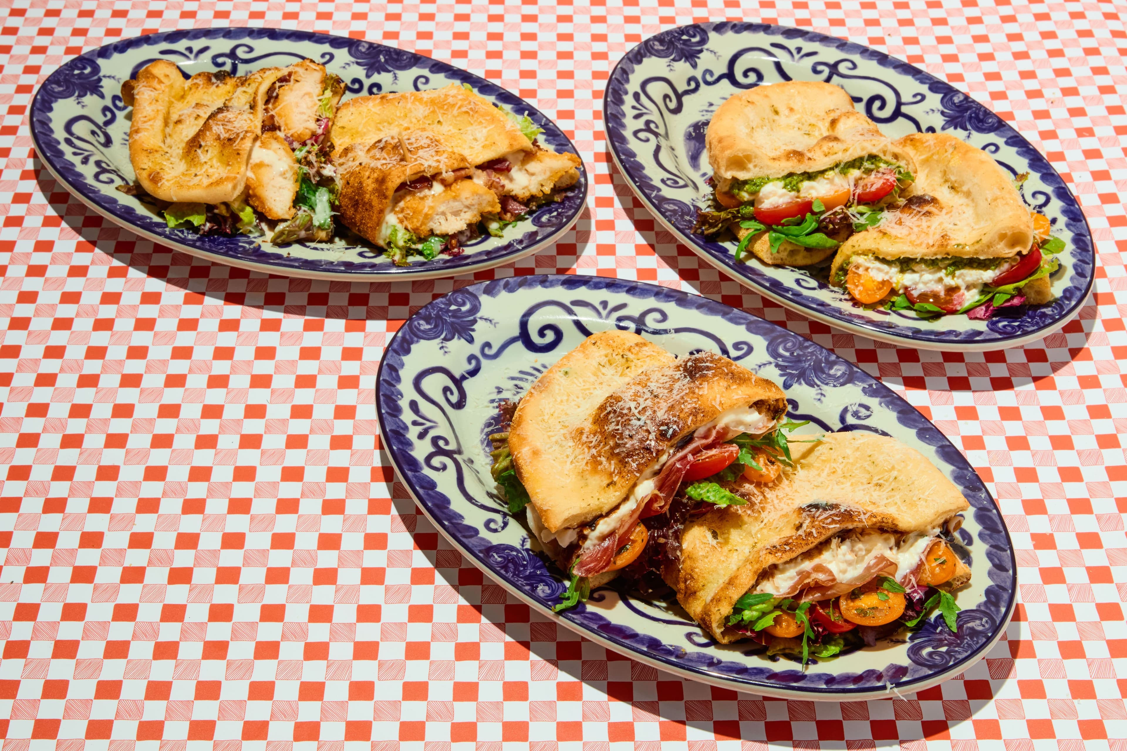 Trio shot of Pizzanini sandwiches