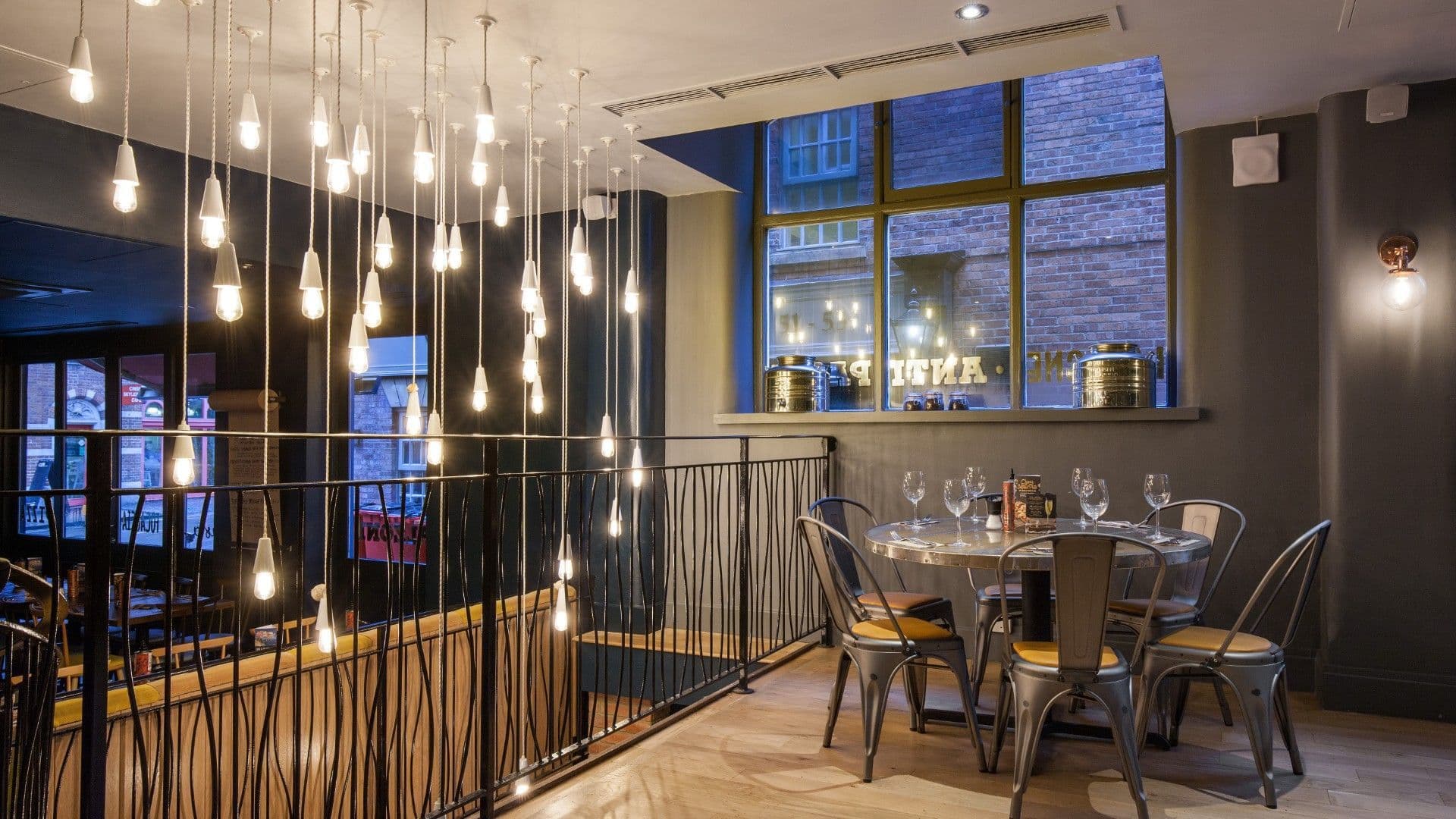 Table view of lights Zizzi Oxford.