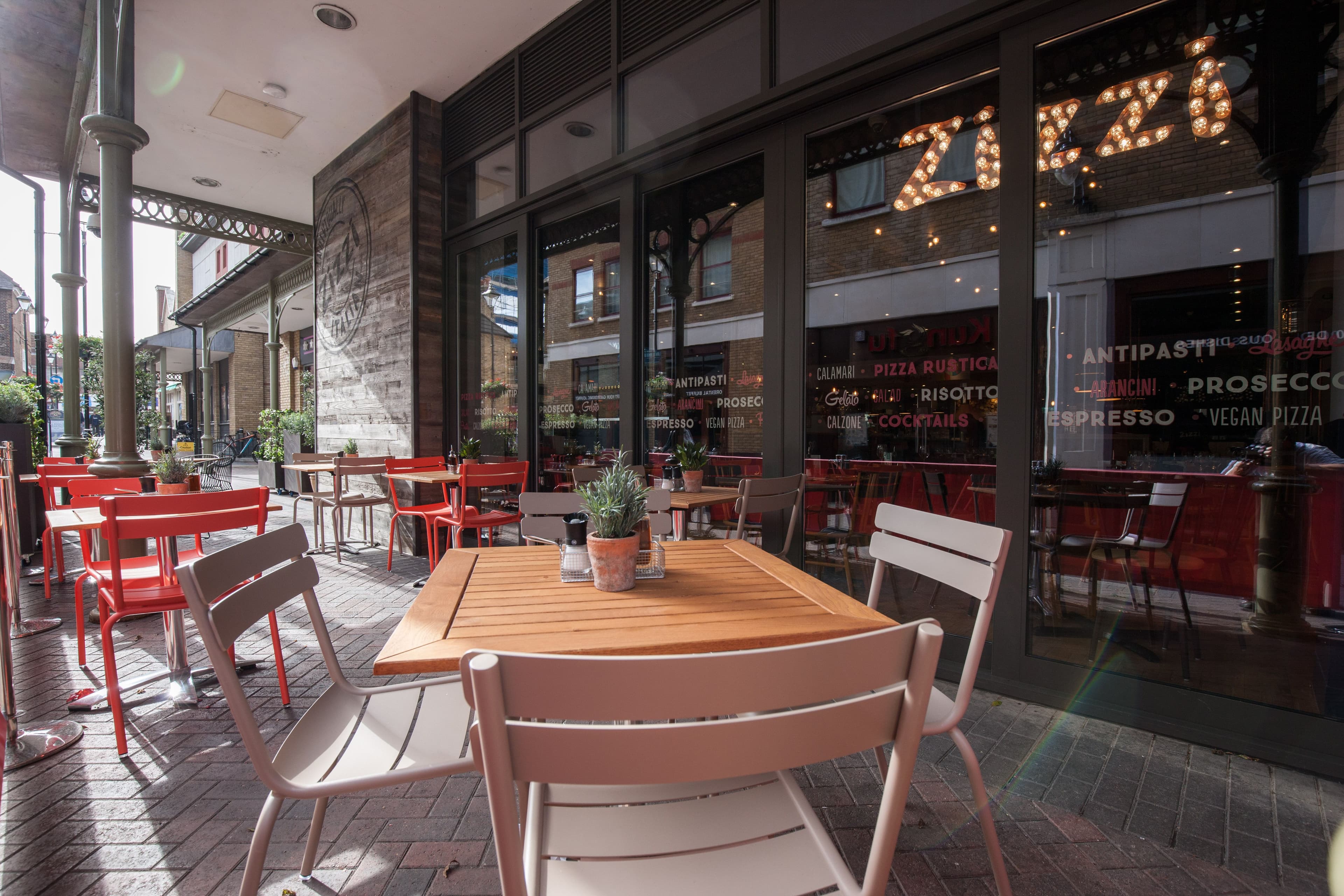 Outside seating at Zizzi Staines