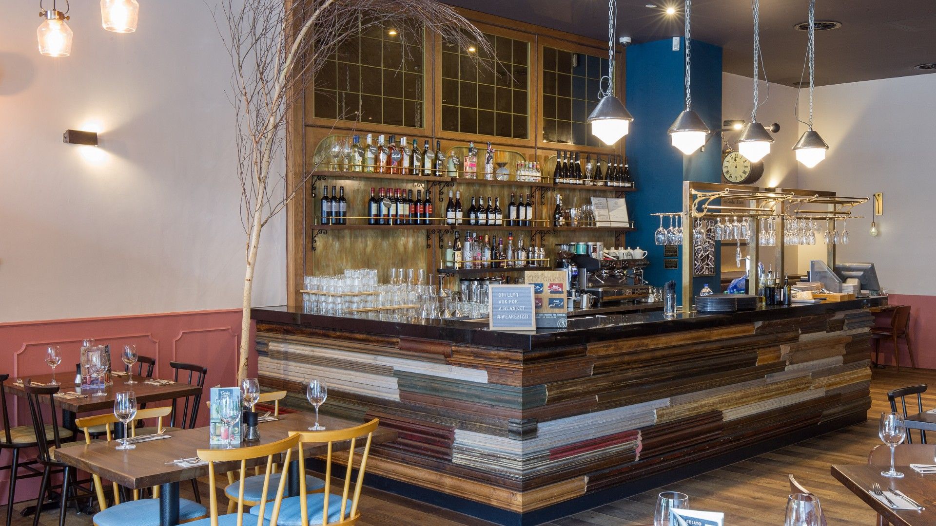 View of bar Zizzi Manchester Piccadilly. 