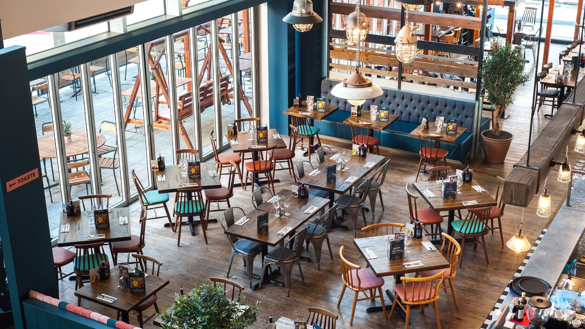 Top down view of Tables and Chairs Milton Keynes The Hub 