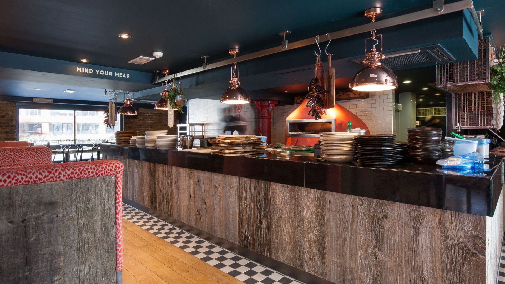 Pizza oven Zizzi St Katherine's Dock. 